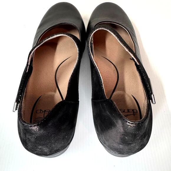 DANSKO Audrey Mary Janes Women's 9.5/EU 40 Ballet Flat Black Leather Sparkle - Picture 10 of 11